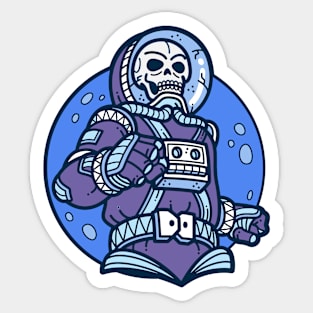 Retro Space Skeleton in Spacesuit Sticker